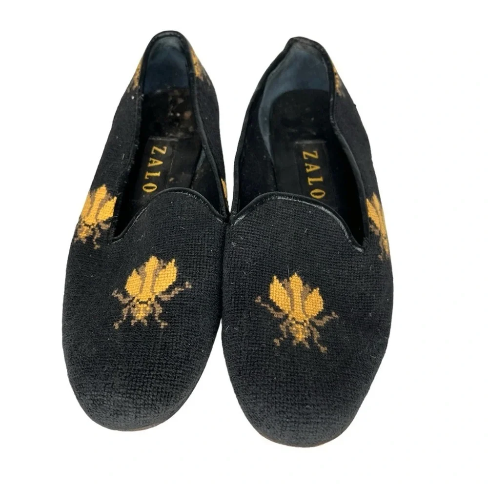 Vintage Zalo Black Tapestry Bee Flats‎